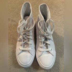 Converse white leather high top sneakers